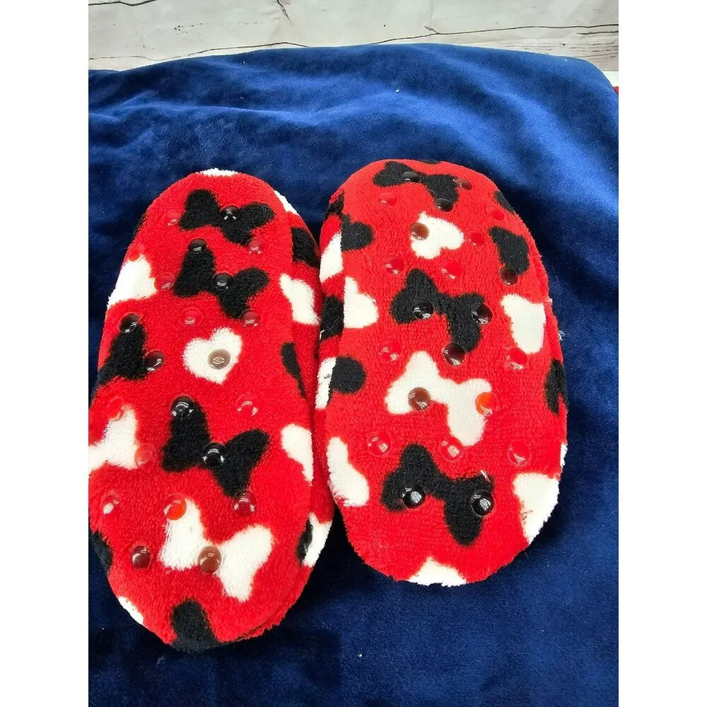 Minnie Mouse Slippers Slipper Socks Toddler Fleece‎ Girl Non Skid Disney 2T-3T